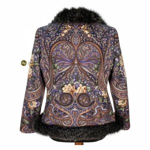 Куртка из павловопосадского платка с мехом, арт.5212