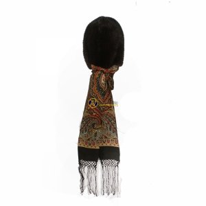 Капюшон из вязаной норки с павловопосадским платком арт.1350