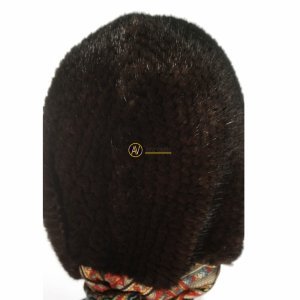 Капюшон из вязаной норки с павловопосадским платком арт.1350