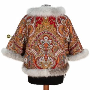 Куртка-пелерина из платков с мехом песца арт. 2821