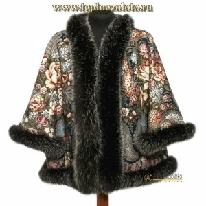 Куртка-пелерина из платка с мехом лисы арт. 2815